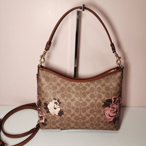 NWT Coach CY729 Laurel Shoulder Bag In Signature Canvas & Rose Print Crossbody - Picture 3 of 5